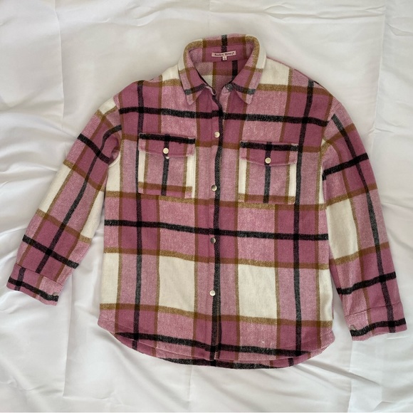 Lulus ‘Choose Your Vibe Pink Plaid Shacket” Large (L) - Picture 2 of 9